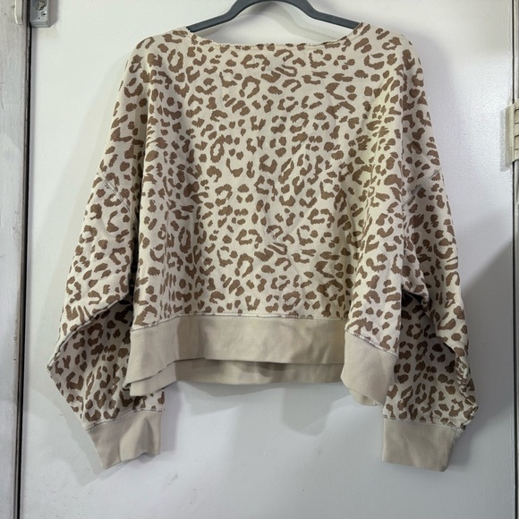 Aerie Sandy Animal Print Sweater Cheetah Leopard Boat Neck Off Cream Oversized M - Picture 5 of 10